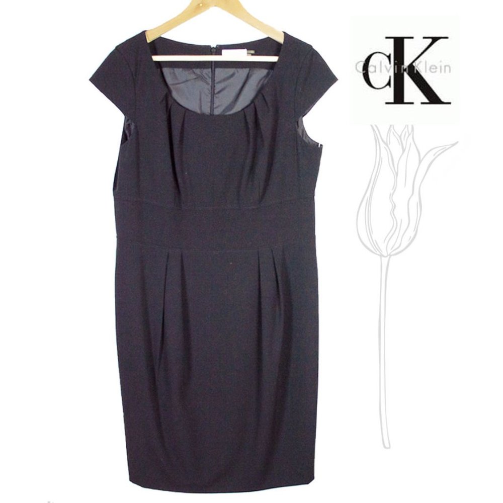 Calvin Klein Black Career Cap Sleeve Dress 14